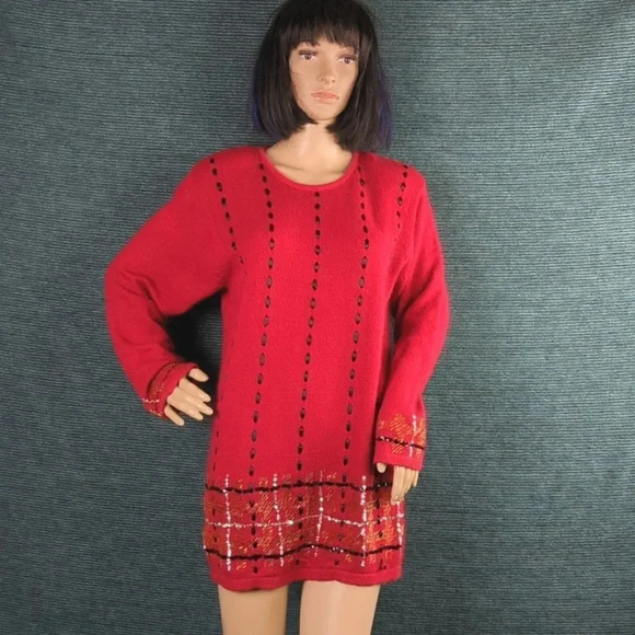 Vintage Silk Blend Karen Scott Christmas Sweater 80s - Picture 1 of 13